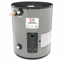 Compact commercial electric water heater with 19.9-gallon capacity and 3,000 W power rating. Operates on single-phase 277V power. Height of 25.12 inches. Suitable for point-of-use applications in commercial facilities