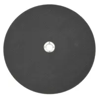 Type 1 cut-off wheel with 14-inch diameter and 1/8-inch thickness, featuring a 20 mm arbor. The SC/AO abrasive blend and 24 grit are suited for cutting ductile and cast iron in ferrous metal fabrication and foundry applications