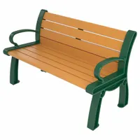 This vandal-resistant resinwood bench from the Heritage series is suited for public parks, campuses, and commercial landscapes. It features a Cedar seat and Green frame, with an overall length of 48 inches and height of 30 inches