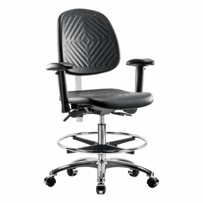 OEM Cleanroom Task Chair: Polyurethane, Arms Included, Ht Range 20 1/4 in to 28 in - Polyurethane Cleanroom Chairs