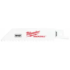 These reciprocating saw blades are designed for cutting nail-embedded wood. Each blade has a length of 4 inches and a thickness of 0.03 inches. The rigid, tapered geometry promotes straight cuts through lumber with embedded nails. Sold in a pack of 5.