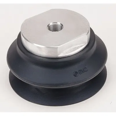 SMC Vacuum Pad Assembly: Bellows, M16x1.50, 100 mm Pad Dia, NBR, Black, 50A - Bellows Type Automotive Industry Vacuum Pad Assemblies