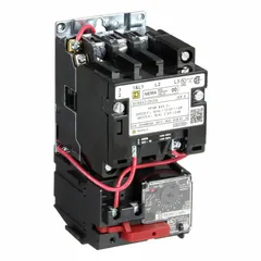 This non-reversing magnetic motor starter is designed for three-phase motor control in constant-direction applications such as conveyors, pumps, and compressors. It features electronic overload protection, eliminating the need for thermal units, and includes screw clamp terminals for secure wiring. The NEMA Size 00 enclosure accommodates a 9 A rating with a 110/120V AC coil and three poles.