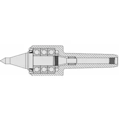 This live center features an MT3 shank taper, 0.88 in point diameter, and 1.7 in head diameter. Designed for CNC turning and grinding, it supports rotating workpieces between centers with reduced runout.