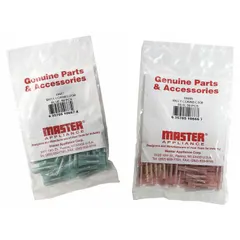 Blue stud terminals for 14 to 16 AWG wire with 1/4-inch stud size. Pack of 50. Used for wire termination in power tool applications.