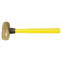 Brass Mallet: Fiberglass Handle, Textured Grip, 4 lb Head Wt, 1 1/2 in Dia, 4 in Head Lg (MPN AM4BRFG)