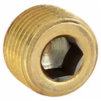 PARKER Plug: Hex Drive Cored Plug, 3/8 in, NPT Threaded, 1,000 psi, 15/32 in Lg, C36000 Brass (MPN 219P-6)