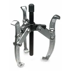 Reversible jaw puller with a jaw spread of 0 to 5 1/2 in and a reach of 4 5/8 in. Features a jaw thickness of 0.5 in and M14 x P2 thread. Converts between 2 and 3 jaws for removing gears, bearings, and pulleys from shafts in maintenance and repair applications.