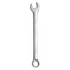 This metric 12-point combination wrench is made from alloy steel with a chrome finish. It features a 26 mm head size and an offset design, with an overall length of 13 5/8 inches. Suitable for tightening or loosening 26 mm fasteners in industrial maintenance, assembly, and repair tasks.