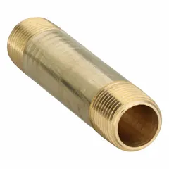 Brass pipe nipple with 3/8 in nominal pipe size, 3 in overall length, and Male NPT x Male connections. Rated for maximum operating pressure of 1,000 psi and maximum steam pressure of 1,000 psi. Used to connect two male threaded fittings in instrumentation, pneumatic, and low-pressure steam lines.