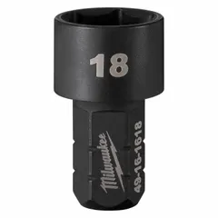 This 18 mm impact socket features a 6-point, short design for use with high-torque impact tools. With an overall length of 1 41/64 in, it is suited for fastening and loosening fasteners in confined spaces. Typical applications include automotive repair, construction, and industrial maintenance.