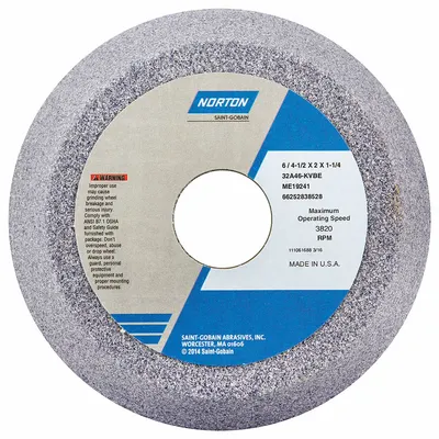 NORTON Type 11 Flaring Cup Grinding Wheel, 6" x 2" x 1-1/4", 32A46-KVBE, 5 Pack - Grinding Wheels for Moderate-to-Heavy Grinding of Tool Steels
