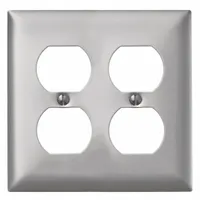 HUBBELL Wall Plate: Duplex Outlet, 2 Gang, Silver, Std Size (MPN SA82)