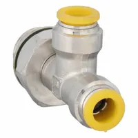 PARKER Push-Fit Tee Fitting: 8 mm OD x 8 mm OD x 3/8 in Pipe Size, Brass, 24 13/32 mm Overall Lg (MPN 171PLP-8M-6G)