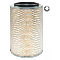 Round/oval engine air filter with axial seal. Inside diameter 15/16 in. Compatible with Nissan buses. Used in heavy-duty transit applications for clean air intake