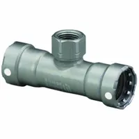 VIEGA MEGAPRESS Crimp Tee Fitting: 1 1/4 in Pipe x 1 1/4 in Pipe x 3/4 in Pipe Size, Carbon Steel (MPN 84570)