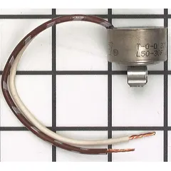 OEM replacement defrost termination switch for refrigerators and freezers. Opens the circuit when the evaporator reaches the specified temperature to end the defrost cycle, preventing overheating and ensuring efficient operation.