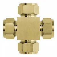 BRENNAN INDUSTRIES Compression Cross Fitting: 1/4 in OD x 1/4 in OD x 1/4 in OD x 1/4 in OD Size (MPN N2650-04-04-04-04-B)