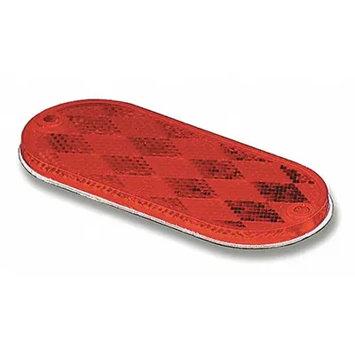 GROTE 41032-3 Red Oval Stick On Reflector, 4 3/8 in x 1 7/8 in, Acrylic, FMVSS - Stick On Reflectors