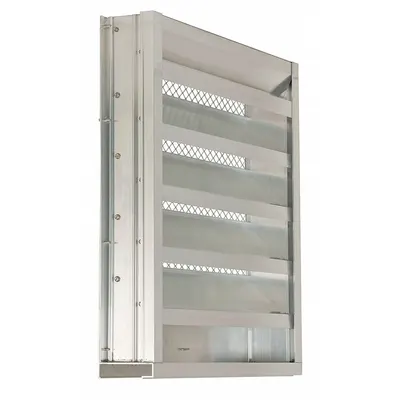 Dayton 24"H 24"W Drnbl Extrd Alu Intake Louver: Hat Channel, Recess Mount, 23 1/2 in H - Drainable Stationary-Blade Louvers