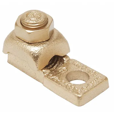 BURNDY Wire Connector: 3/0 AWG – 4/0 AWG Wire Sizes, 3/8 in Stud Size - Straight Mechanical Lugs