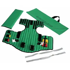 This confined space backboard attachment is constructed of green PVC and has a maximum weight capacity of 34 lb. It is used by rescue teams to immobilize and extract patients from tight or hazardous environments.