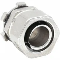 Straight liquid-tight connector for terminating flexible metal conduit at a junction box or enclosure. Features 316 stainless steel construction, insulated throat, and 1/2 in MNPT box connection. Provides a sealed connection in environments where moisture or corrosive atmospheres are present
