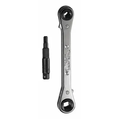 YELLOW JACKET Hand Ratchet: Alloy Steel, Chrome, 3/16 in_5/16 in Head Size, 5 1/2 in Overall Lg - SAE, 4-in-1, 4-Point, Ratcheting Box End Wrenches