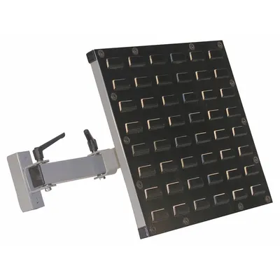 PRO-LINE Articulating Bin Holder: 17 in Overall Ht, 18 in Overall Wd, 27 1/2 in Overall Dp - Louvered Panels & Bin Rails for Workbenches