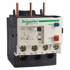 3-pole IEC thermal overload relay with integrated bimetallic elements for motor protection against overcurrent and phase loss. Features 1NO/1NC auxiliary contacts, screw clamp terminals, and 690V AC maximum voltage rating. Compatible with TeSys Deca contactors (9 to 38 Amp models).