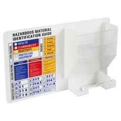 Wall-mount safety station for organizing and dispensing labels. Overall height 11 in, width 18 in. Mounting hardware not included. Suitable for industrial facilities requiring accessible label storage.