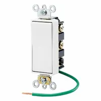 LEVITON Wall Switch: Rocker Switch, Double Pole/Double Throw, Maintained, White, 120/277V AC, 15 A (MPN 5686-2W)