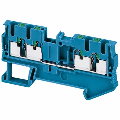 SCHNEIDER Terminal Block: DIN Rail Mounting Type, Push-In Wire Termination, 4 Wire Terminals - Pass-Through Blocks