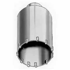 Two-piece shankless core bit head for dry drilling into masonry or concrete. Core diameter 1-1/2 in, core body length 3-3/16 in. Used for creating clean core holes for conduit routing or anchor installations.