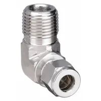 PARKER Compression Fitting Elbow: 1/2 in OD x 3/8 in Pipe Fitting Size, Compression x MNPT (MPN 8MSEL6N-316)