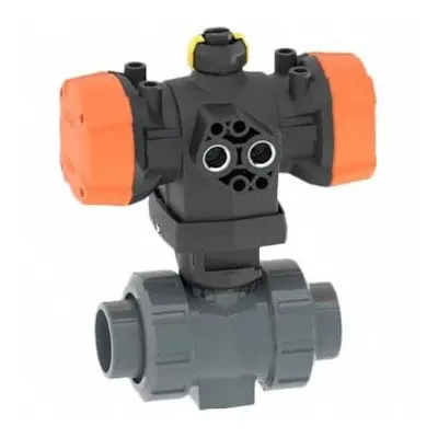 GF PIPING SYSTEMS Pneumatically Actuated Two-Way Ball Valve: 1 in, PVC, Socket x Socket - PVC Pneumatically-Actuated Ball Valves