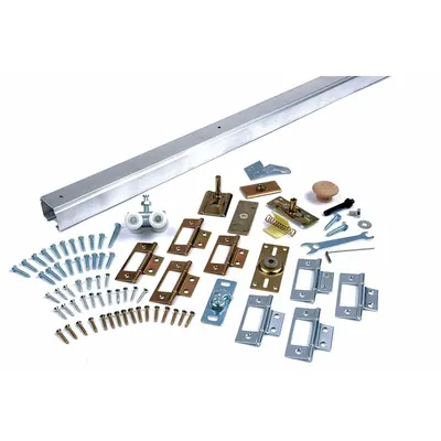 NATIONAL GUARD Track Kit: 3 ft Lg, 1 7/8 in Wd, 1 3/8 in Ht, 75 lb Max Wt, Top - Hanging Door Track Kits