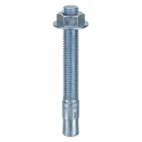 Steel wedge anchor for heavy-duty fastening into solid concrete. 1/2" diameter, 4-1/4" overall length, 1/2"-13 thread. Zinc-plated finish. Used for securing structural steel, machinery bases, and racking systems. Pack of 10
