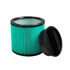 This DAYTON cartridge filter is a HEPA wet/dry paper filter designed for use with Dayton shop vacuums. It captures fine dust and debris in both wet and dry pickup applications, suitable for workshop cleanup and general maintenance tasks. Compatible with Dayton vacuum model 2Z214.