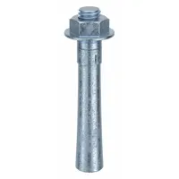 Zinc-plated steel wedge anchor for heavy-duty fastening into solid concrete. 1/2 in diameter, 1/2"-13 thread size. Suitable for securing structural steel, machinery bases, or racking systems. Pack of 10