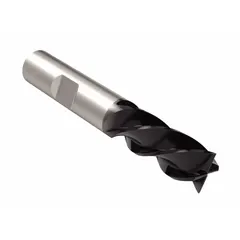 Carbide square end mill with AlTiN coating, 4 flutes, 1/2" mill diameter, 1-1/4" length of cut, and 3-1/4" overall length. Designed for fast cutting of steel and cast iron in milling applications such as general machining, tool and die work, and production runs.
