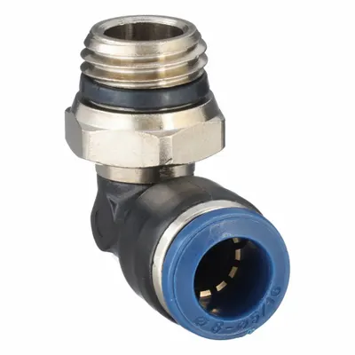 AIGNEP USA Push-to-Connect Elbow Fitting, 5/16 in OD Tube x 1/4 in Thread - Nylon & Nickel-Plated Brass Tube Fittings