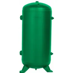 Vertical stationary air tank with 60-gallon capacity, rated for 200 psi maximum operating pressure. Overall length of 22.5 inches. Stores compressed air for pneumatic systems, providing reserve capacity to reduce pressure fluctuations and support intermittent high-demand applications.