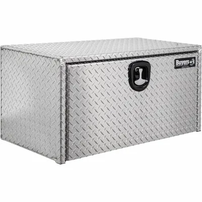 BUYERS PRODUCTS Single Drop-Down Door Box, Silver, 18 in Depth, Keyed Lock - Single Drop-Down Door Boxes