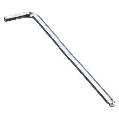 L-shaped hex key with ball ends for driving hex socket screws. 1/8 in SAE tip size, long arm length 4 3/4 in. Made of alloy steel with chrome finish. Suitable for assembly, maintenance, and repair tasks where angled access is needed.