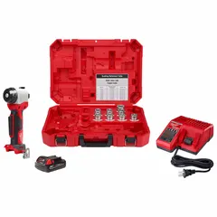 This cable stripper kit is designed for stripping insulation from copper cables up to 750 kcmil. It includes 8 bushings and supports 4/0 AWG. The kit comes with a charger and is suitable for industrial electrical work, panel building, and heavy cable preparation.