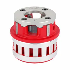 This die head is designed for handheld pipe threaders to cut NPT threads on 1-inch pipe. It features a right-hand orientation and is constructed from high-speed steel for threading in plumbing, piping, and maintenance applications.