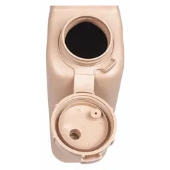 This replacement cap is made of tan plastic and is designed to seal water containers for storage or transport. It provides a secure closure suitable for use in various settings where water containment is needed.