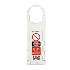 Plastic danger tag with black/red/white rectangular design. Measures 3 1/2 in wide by 11 3/4 in high. Suitable for indoor and outdoor use. Supplied in a 10-pack. Used to warn personnel of hazards in industrial environments such as factories, warehouses, and construction sites.
