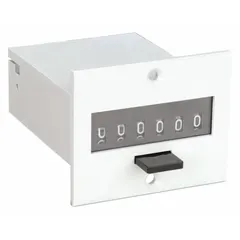This analog electromechanical counter is designed for rear panel mounting and operates on 115 V AC. It provides a non-volatile count total that persists through power loss, suitable for counting cycles, events, or production quantities in industrial machinery and process control systems.